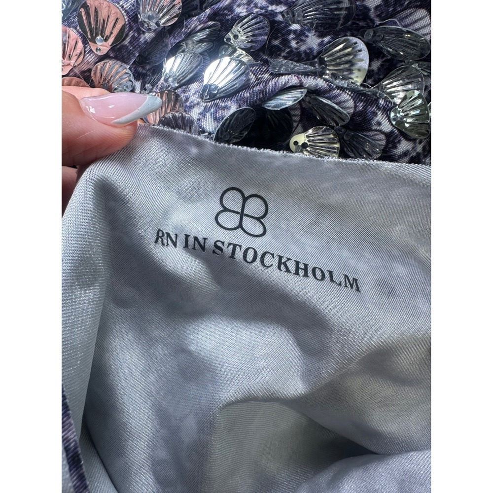 NWT Born in Stockholm Melanie metallic party dress silver festival mini large - Picture 11 of 13